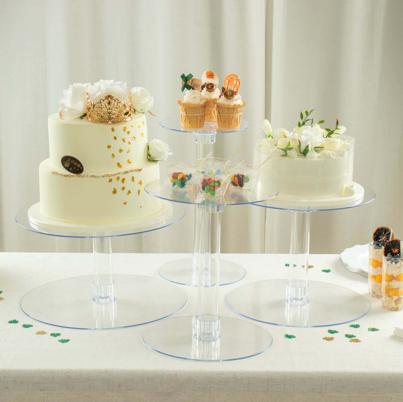 4-Tier Acrylic XL Cake Stand Set Clear - Assorted Sizes for Buffet Party Tables