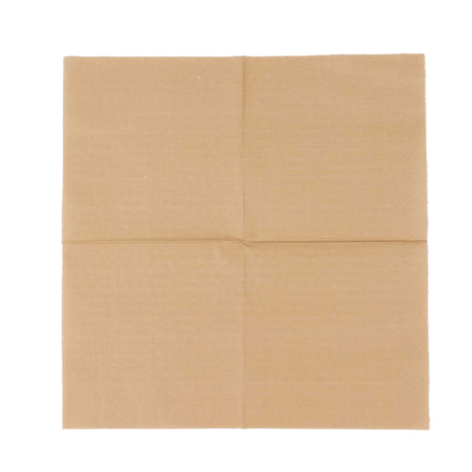50-Pack Paper Beverage Napkins Natural - 2 Ply Disposable Soft 18GSM Cocktail Napkins 5"x5"