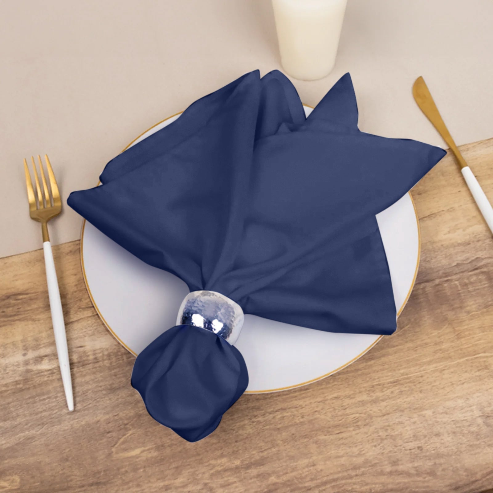 5 Pack Cotton Blend 20"x20" Napkins Navy Blue - Wrinkle-Resistant & Washable Dinner Napkins