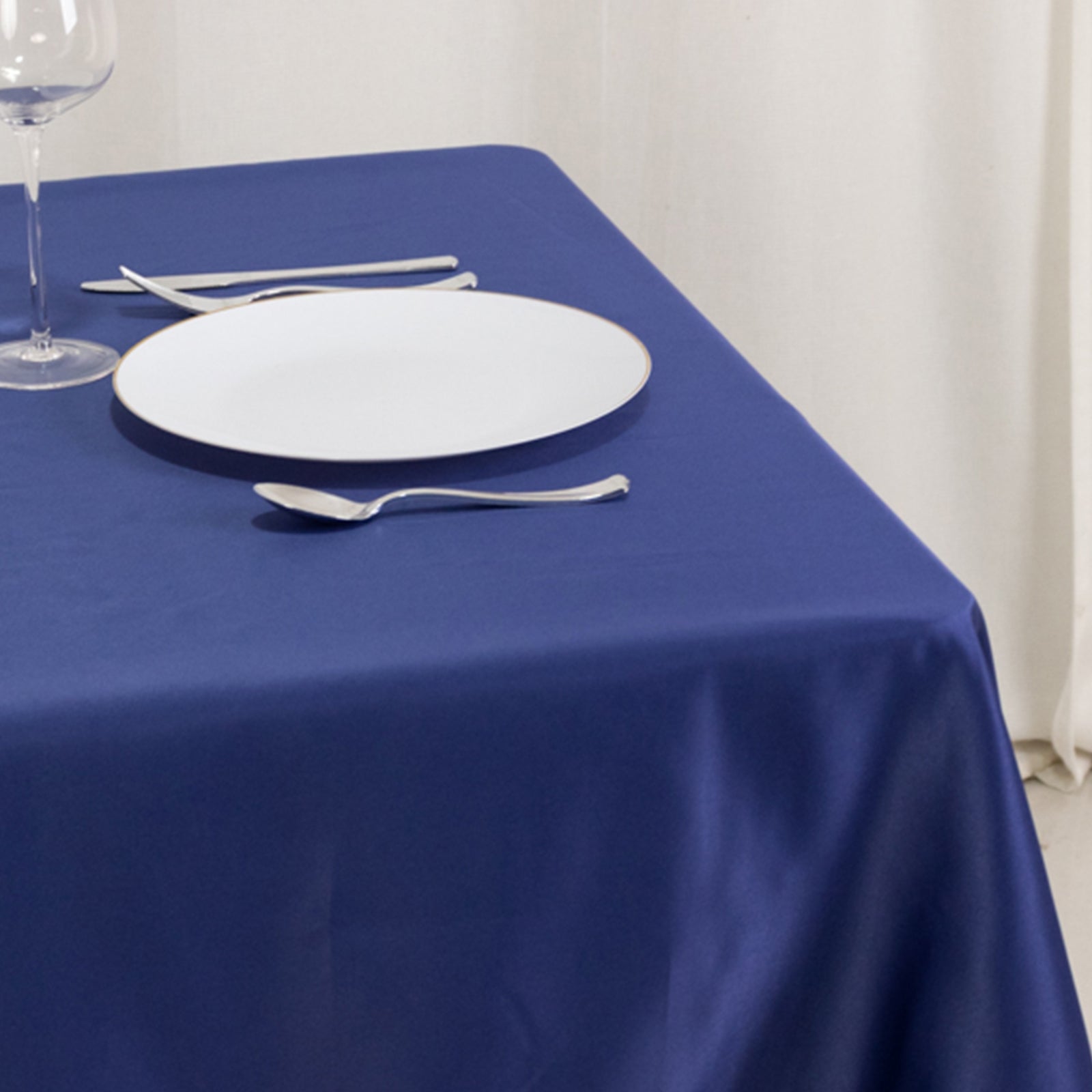 Lamour Satin 54"x54" Table Overlay Square Tablecloth Navy Blue - Durable & Silk-Like Table Cover