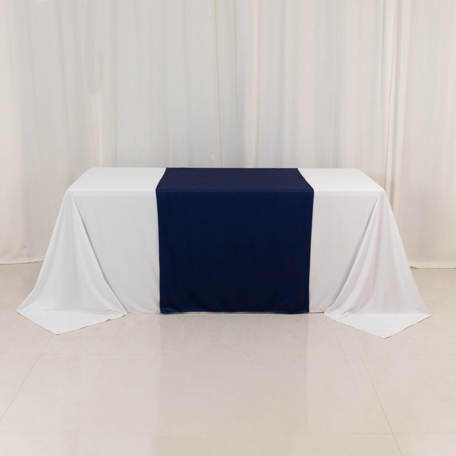 Scuba Polyester 36"x72" Wide Table Runner Navy Blue - Wrinkle-Free Trade Show Table Linen