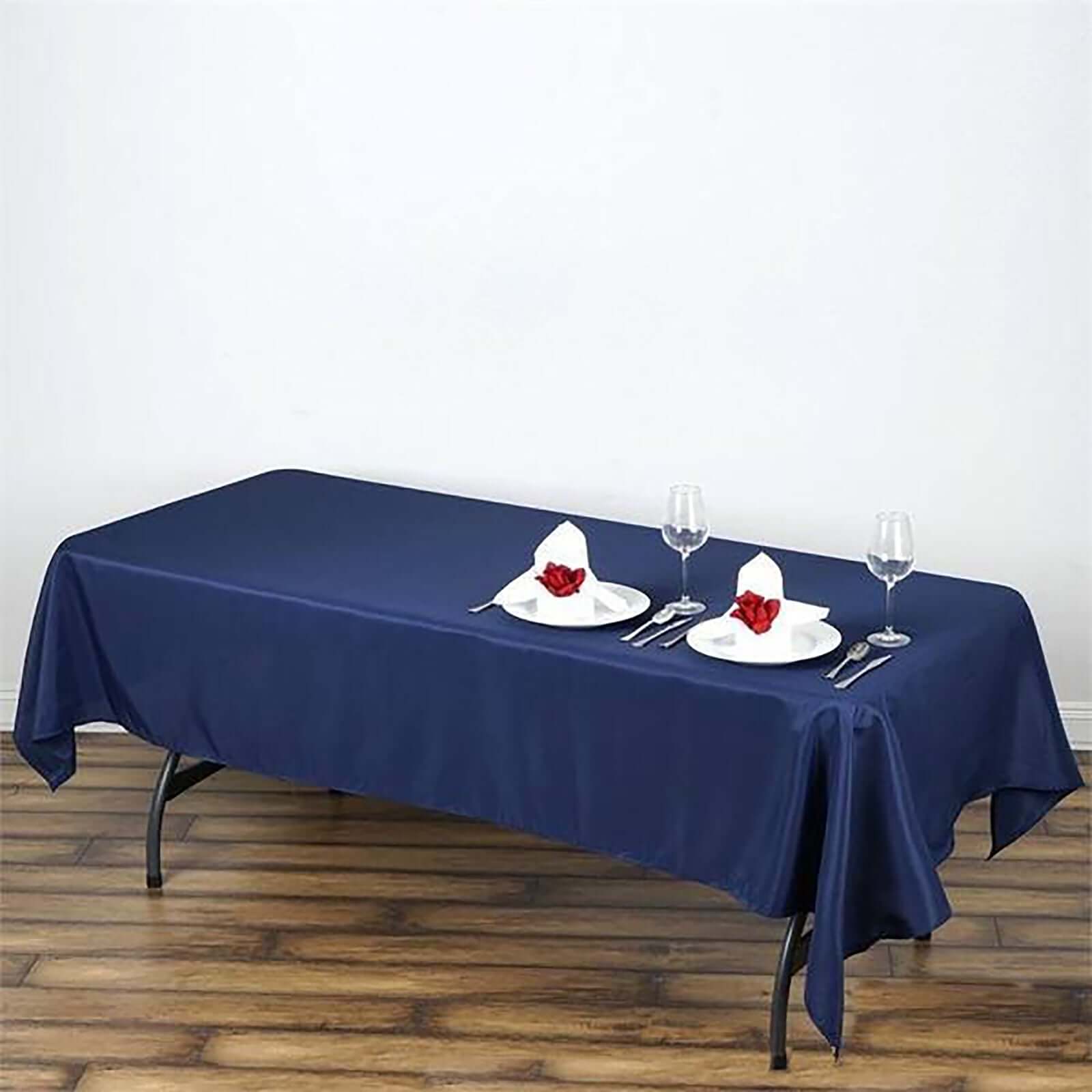 Polyester 60"x102" Rectangle Tablecloth Navy Blue - Durable and Stylish Table Cover