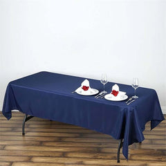 Polyester 60"x102" Rectangle Tablecloth Navy Blue - Durable and Stylish Table Cover