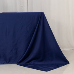 Lamour Satin 90"x156" Rectangle Tablecloth Navy Blue - Luxurious, Soft Seamless Table Cover