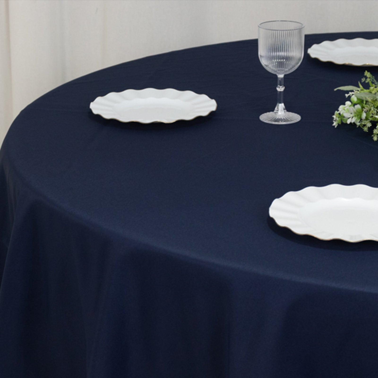 Fire Retardant Premium Polyester 90" Round Tablecloth Navy Blue - High-Performance Table Cover