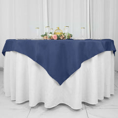 Premium Polyester 54"x54" Table Overlay Square Tablecloth Navy Blue - Stain and Wrinkle-Resistant 220GSM Table Topper