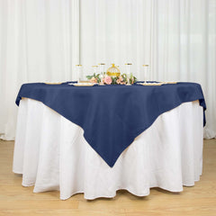 Premium Polyester 70"x70" Table Overlay Square Tablecloth Navy Blue 220GSM Wrinkle-Resistant Table Cover