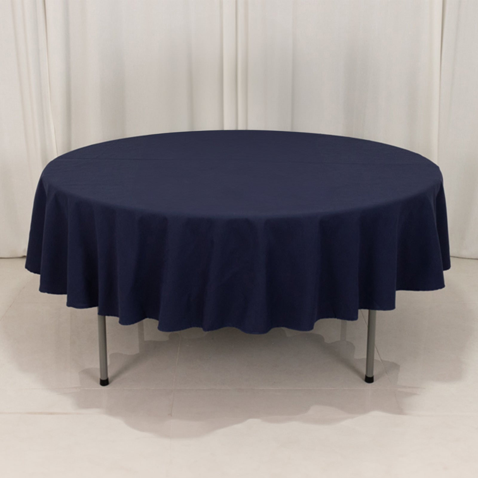 Cotton Blend 90" Round Tablecloth Navy Blue - Wrinkle-Resistant Table Cover