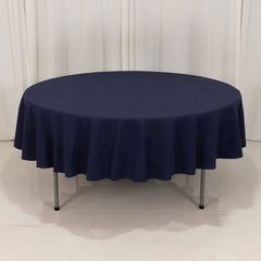 Cotton Blend 90" Round Tablecloth Navy Blue - Wrinkle-Resistant Table Cover