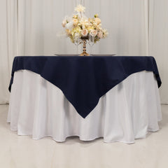 Cotton Blend 70"x70" Table Overlay Square Tablecloth Navy Blue - Wrinkle-Resistant Fabric Table Topper