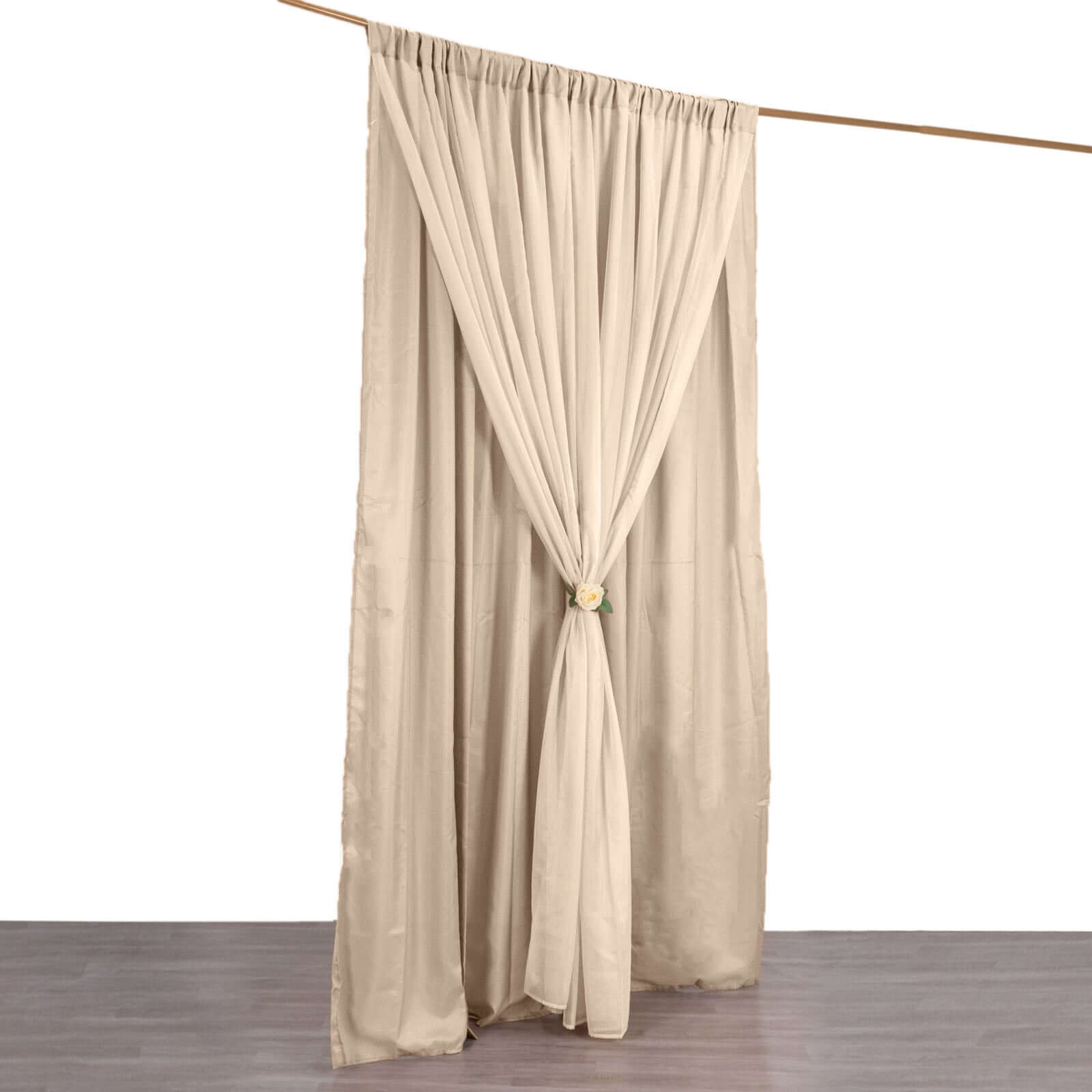 Nude Chiffon Polyester Event Curtain Drapes, Dual Layer Divider Backdrop Curtain Panels with Rod Pockets - 10ftx10ft