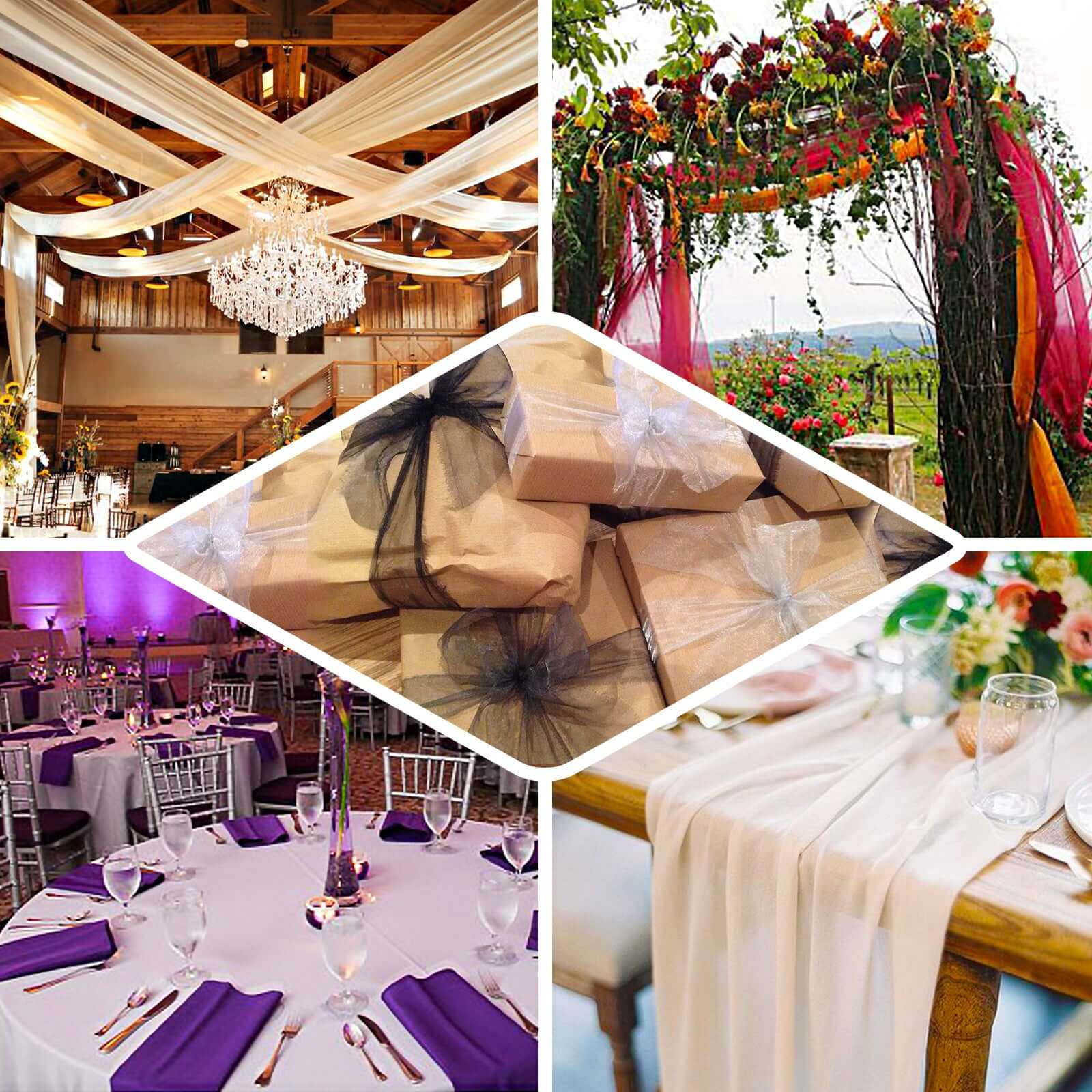 54"x10yd Nude Solid Sheer Chiffon Fabric Bolt, DIY Voile Drapery Fabric