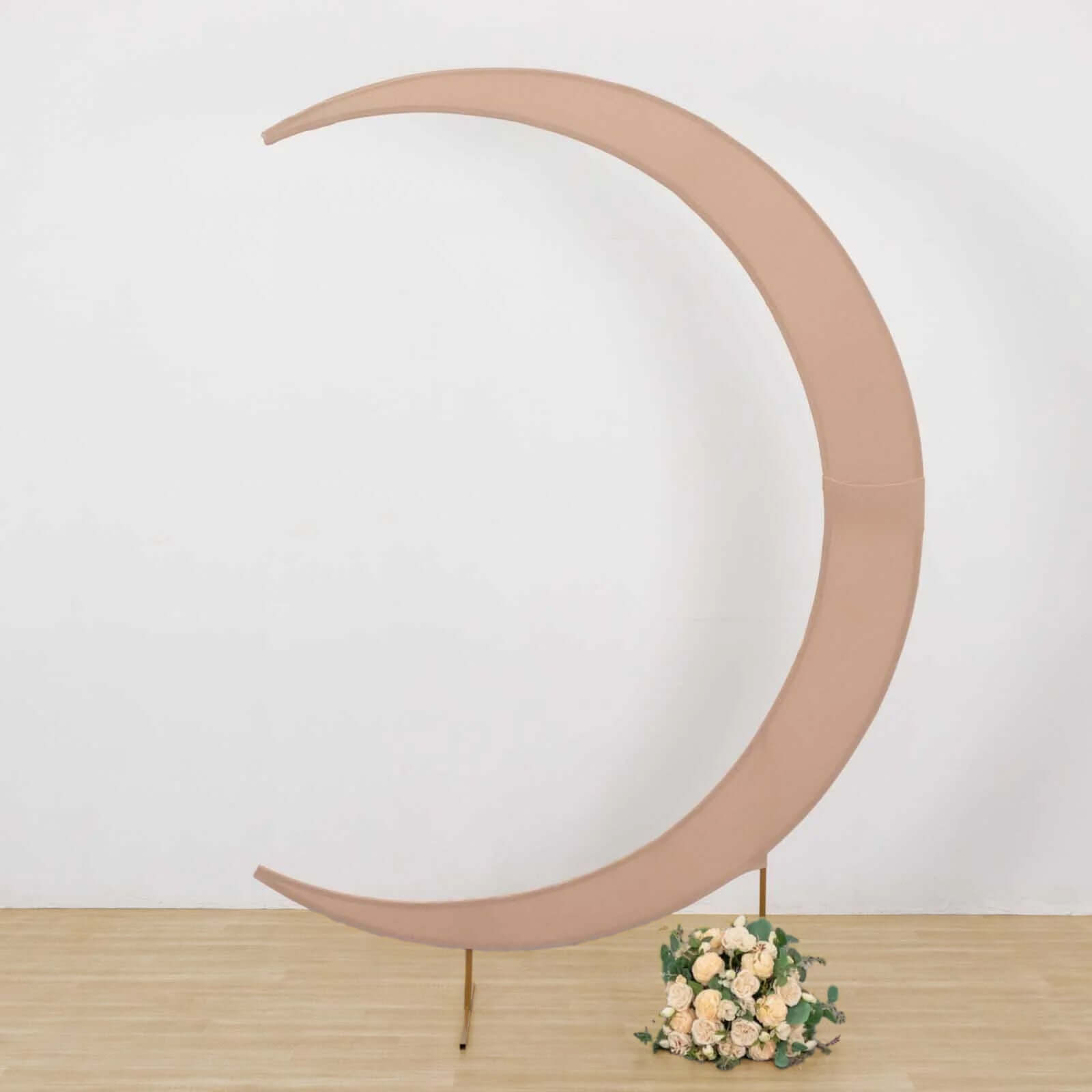 7.5ft Nude Spandex Crescent Moon Wedding Arch Cover, Custom Fitted Chiara Backdrop Stand Cover