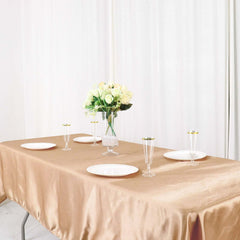 Satin Rectangular 60"x102" Tablecloth Nude - Smooth and Lustrous Table Cover