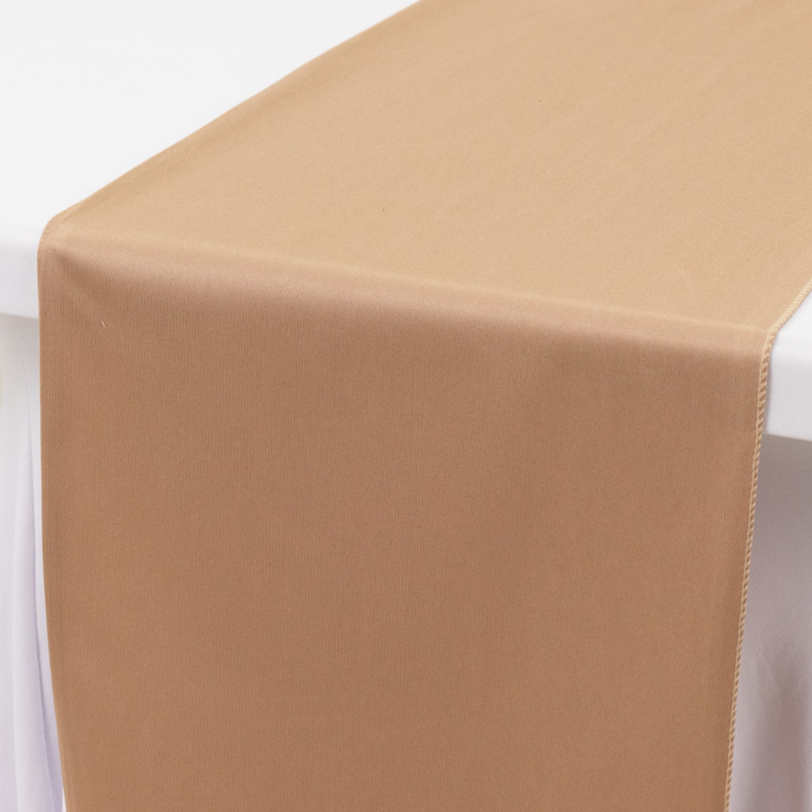 Scuba Polyester 12"x108" Table Runner Nude - Wrinkle-Free Table Linen