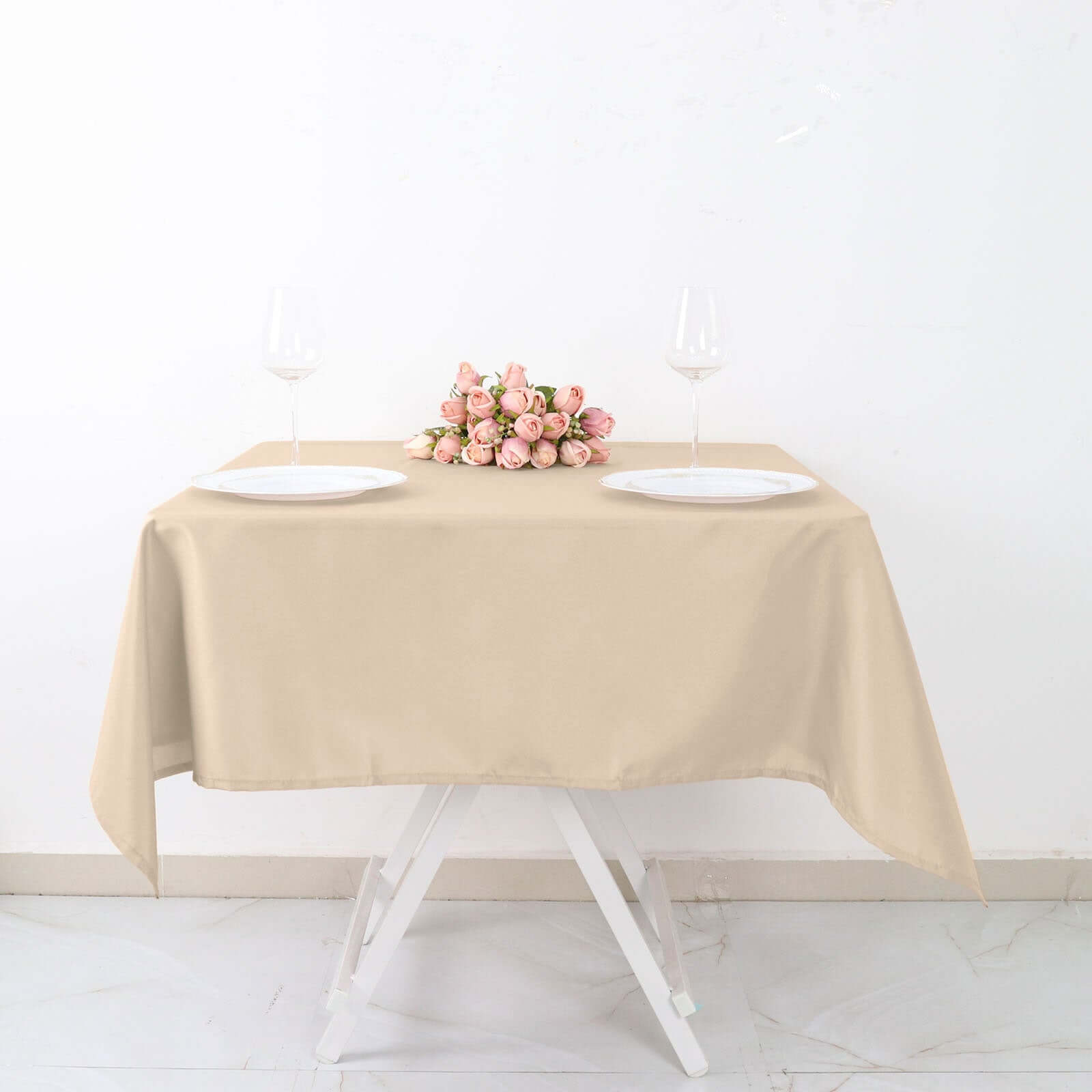 Polyester Square 54"x54" Tablecloth Nude - Wrinkle-Resistant & Durable Table Cover
