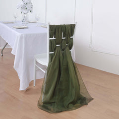 5 Pack Chiffon Chair Sashes Olive Green - Soft & Lightweight Designer Chair Bows 22"x78"