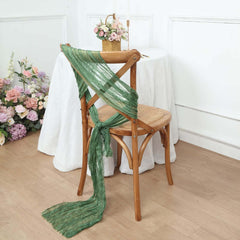 5 Pack Cheesecloth Gauze 16"x88" Chair Sashes Olive Green - Boho Chair Decorations