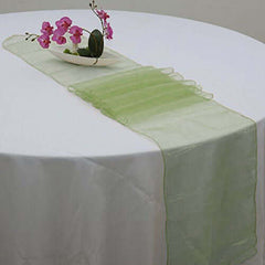 10 Pack Sheer Organza 14"x108" Table Runners Olive Green - Soft and Lightweight Table Accent