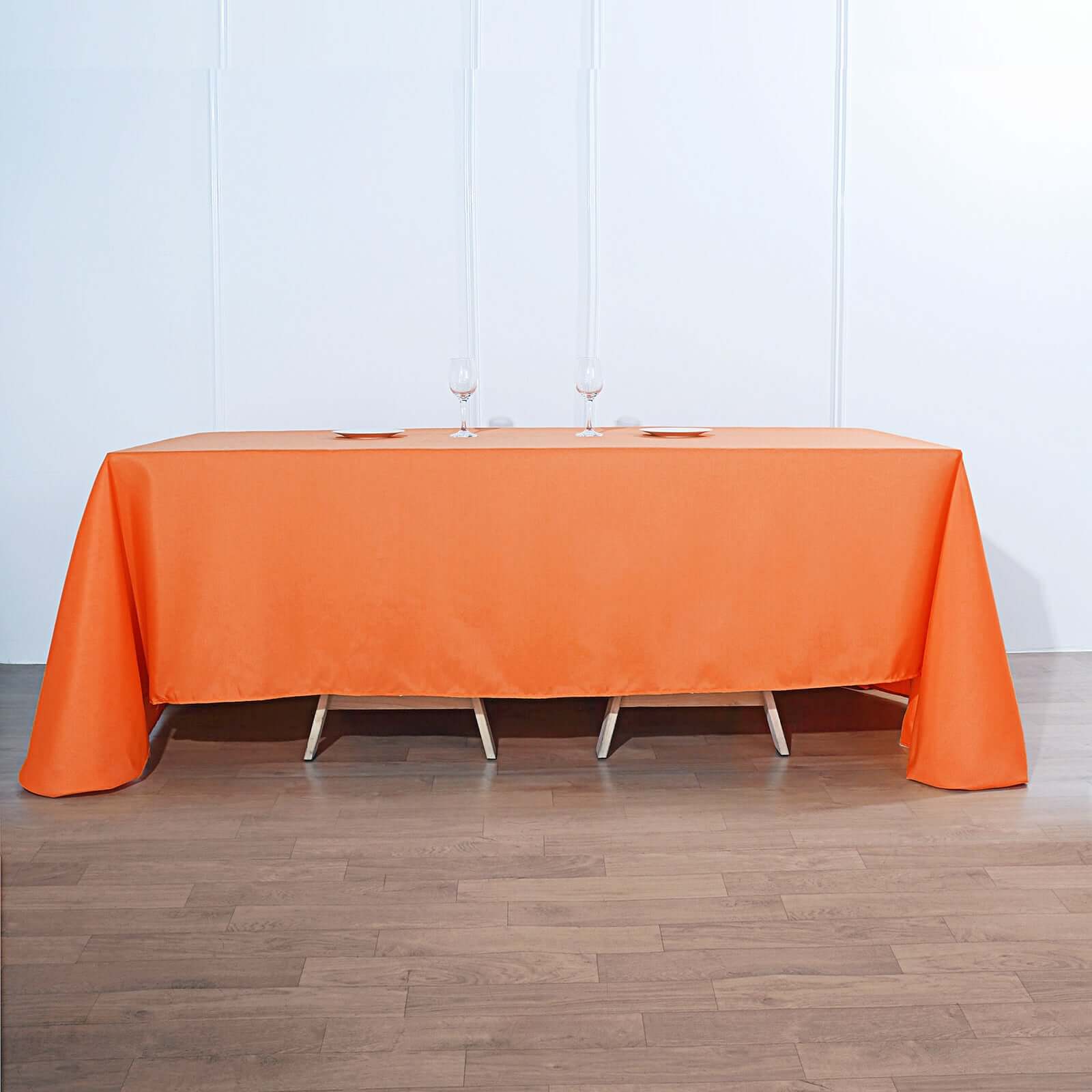 Polyester 90"x132" Rectangle Tablecloth Orange - Seamless Wrinkle-Resistant Table Cover