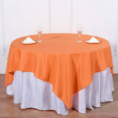 Polyester 70"x70" Table Overlay Square Tablecloth Orange - Wrinkle-Resistant & Durable Table Cover