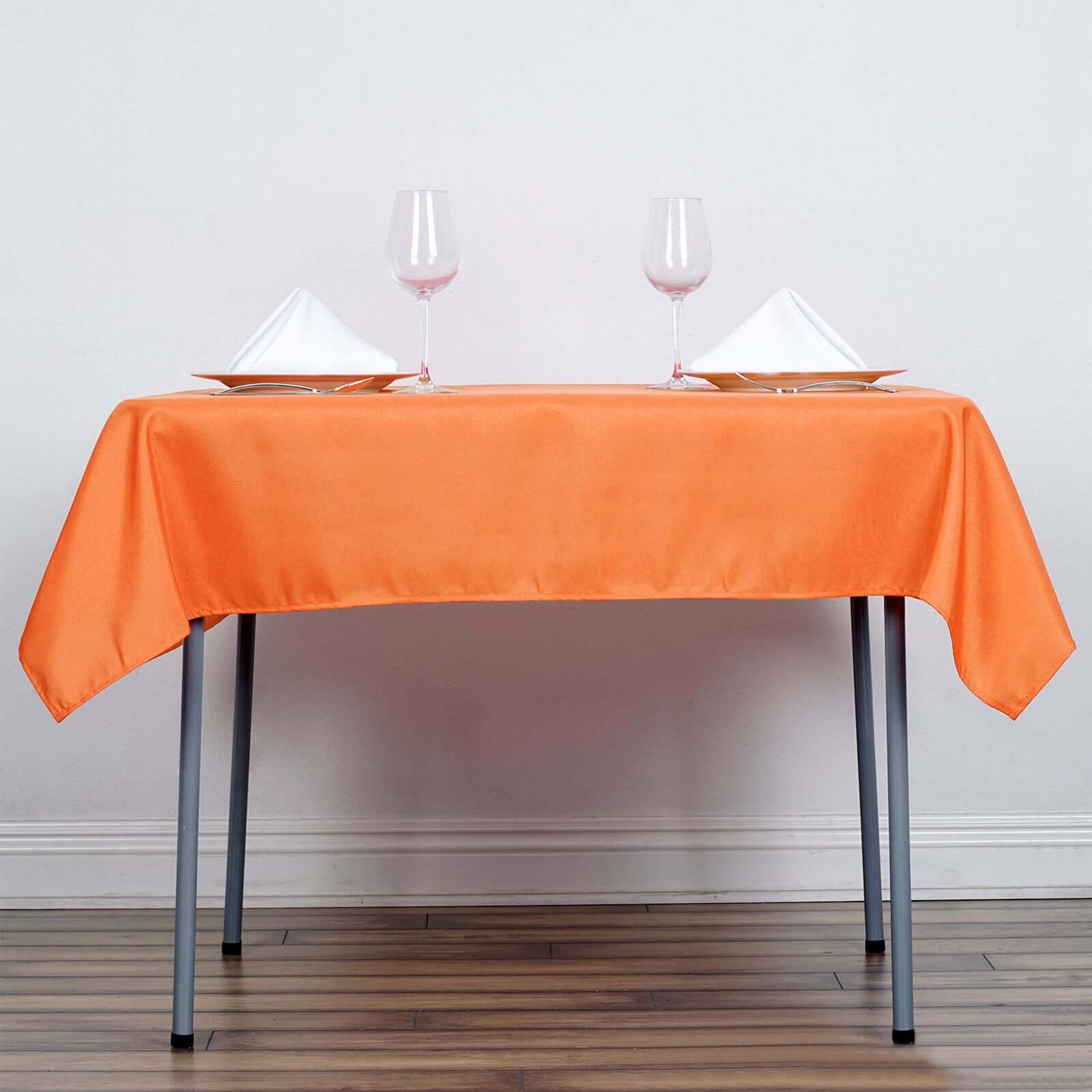 Polyester 54"x54" Table Overlay Square Tablecloth Orange - Wrinkle-Resistant & Durable Table Cover