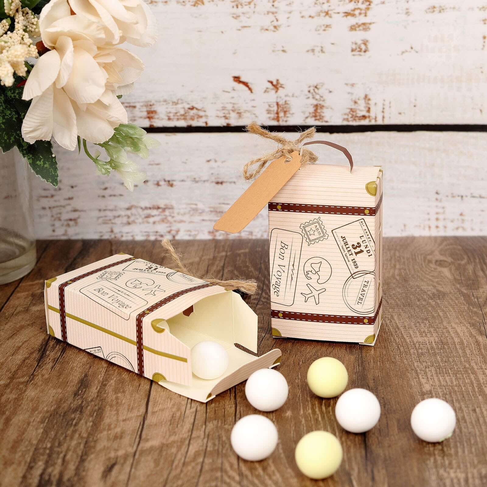 24 Pack Vintage Airplane Suitcase Wedding Party Favor Candy Gift Box