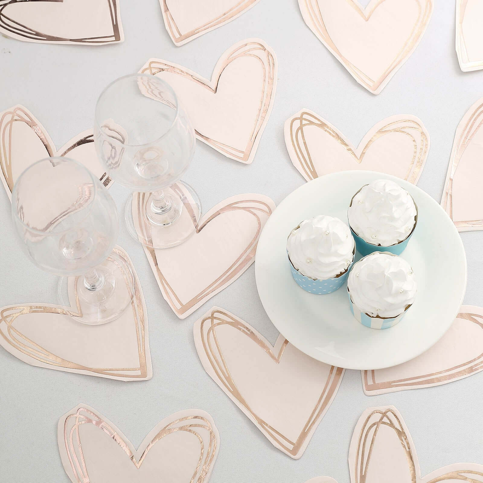 20-Pack Paper Cocktail Napkins with Heart Shape Rose Gold - Stylish Disposable Napkins for Events