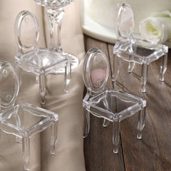 12 Pack 4" Clear Plastic Mini Ghost Chair Party Favor Gift Holders, Candy Treat Display Stands