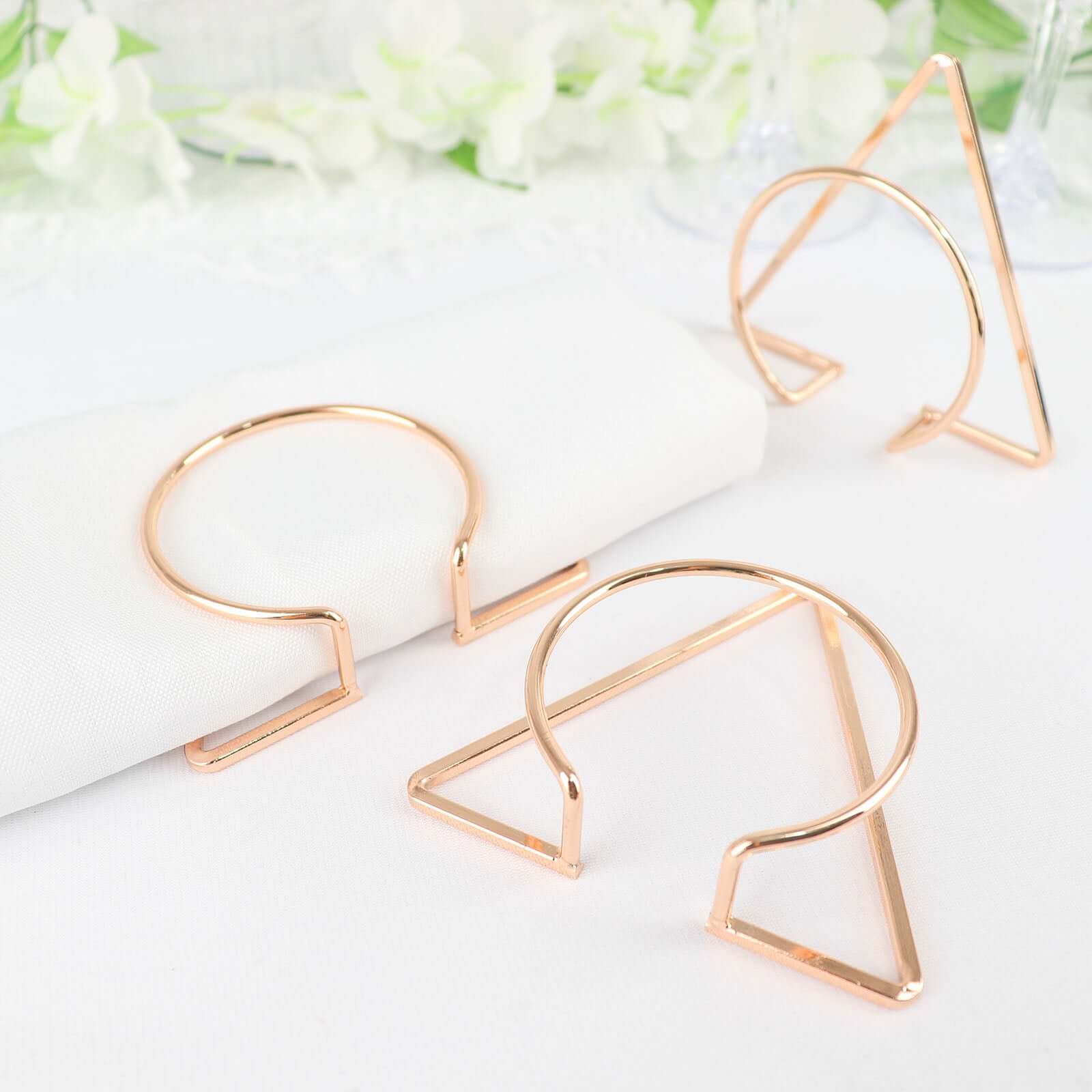 4 Pack Gold Geometric Metal Napkin Rings, Modern Nordic Napkin Holder Stands