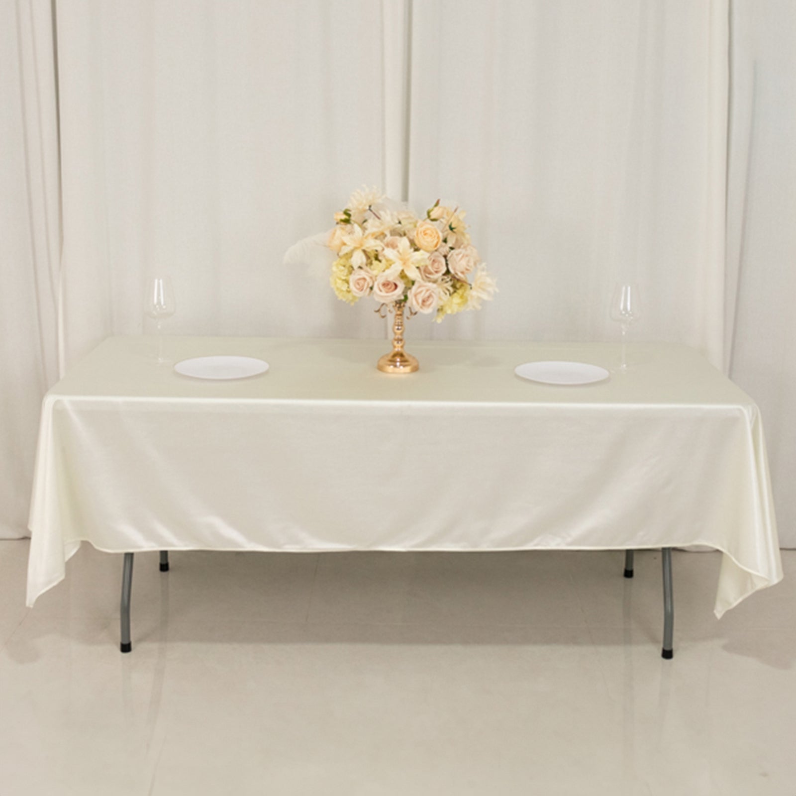 Scuba Rectangular 60"x102" Tablecloth Shimmering Pearl White - Wrinkle Free & Stain Resistant Table Cover