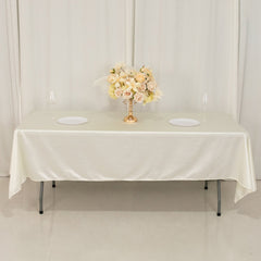 Scuba Rectangular 60"x102" Tablecloth Shimmering Pearl White - Wrinkle Free & Stain Resistant Table Cover
