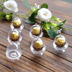 12-Pack Fillable Mini Pedestal Candy Container Clear - Stylish Candy Treat Favor Containers with Dome Lid 3"