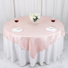 Taffeta 72"x72" Table Overlay Square Tablecloth Blush - Accordion Crinkle Table Cover