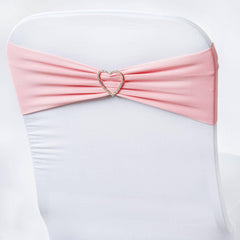 5 Pack Stretch Spandex Chair Sashes Pink - Fitted Finish Two Ply Heavy Duty Chair Bands 5"x12"