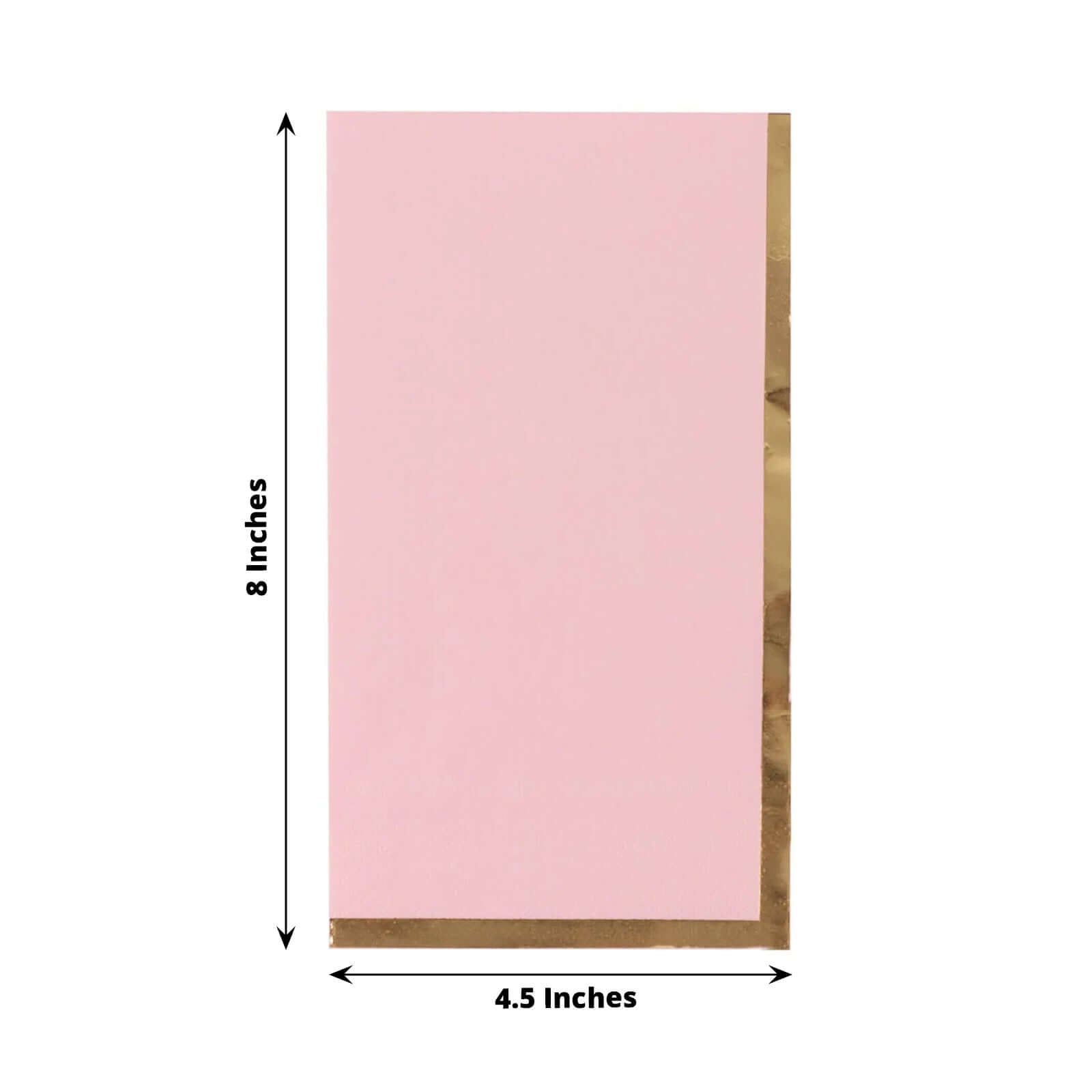 50-Pack Paper Dinner Napkins Pink with Gold Foil Edge 2 Ply - Stylish Disposable Napkins