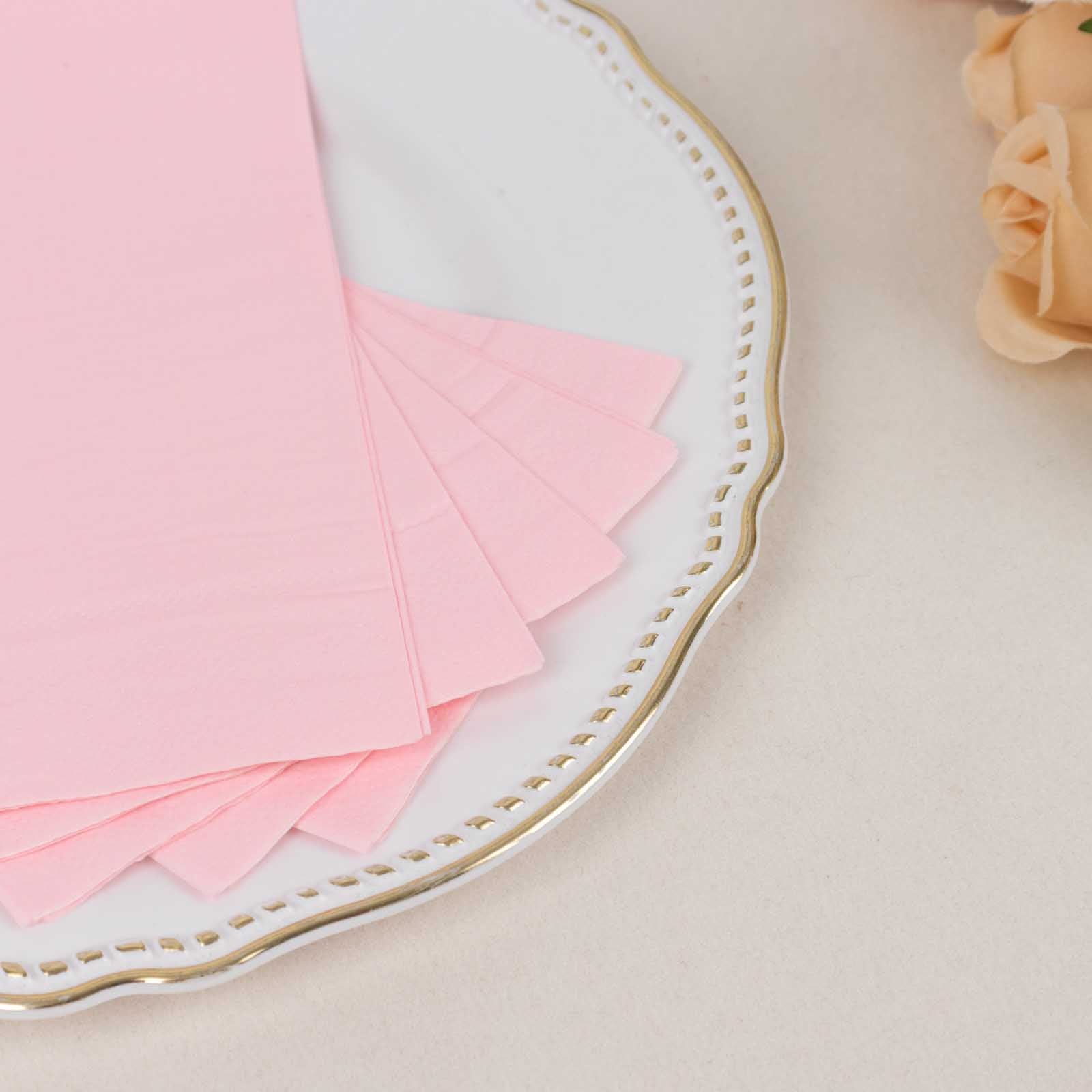 50-Pack Paper Napkins Pink - Soft Disposable 2-Ply Dinner Napkins for Weddings