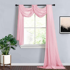 18ft Pink Sheer Organza Wedding Arch Drapery Fabric, Window Scarf Valance