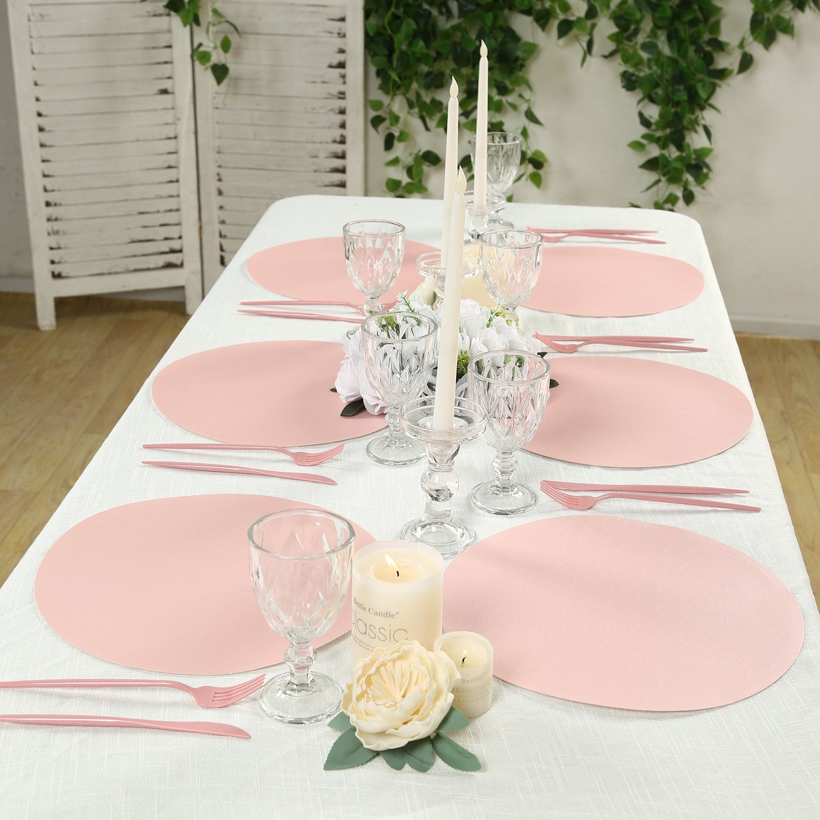 50 Pack 13" Round Disposable Paper Placemats – Pink Cardboard Dining Table Mats, 120 GSM