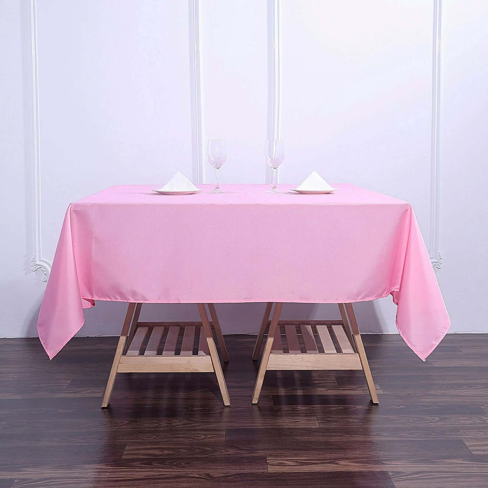 Polyester 70"x70" Table Overlay Square Tablecloth Pink - Wrinkle-Resistant & Durable Table Cover