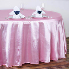 Satin 120" Round Tablecloth Pink - Stylish Seamless Table Cover