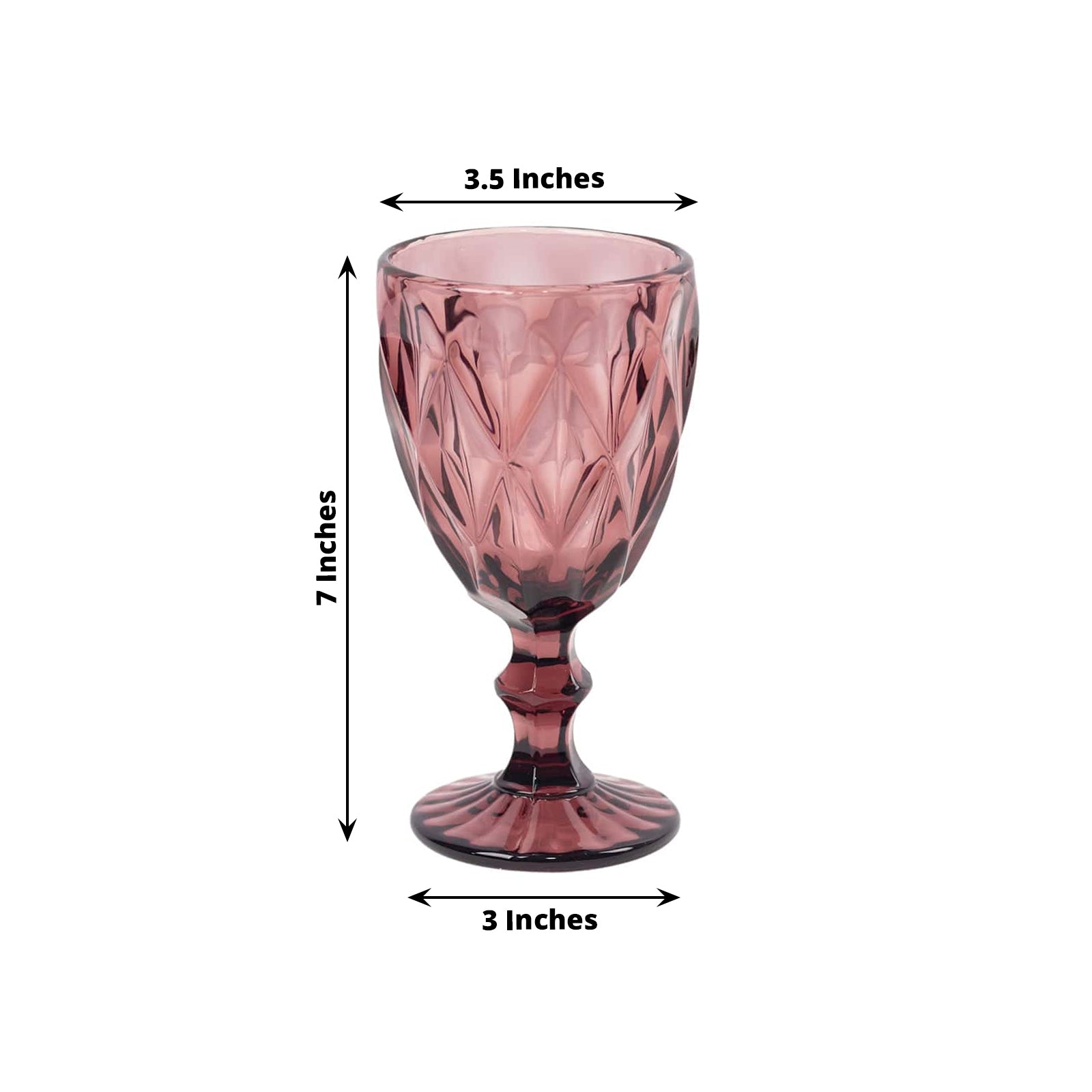 6-Pack Wine Glasses Dusty Rose Embossed Crystal Cut Design Stemmed - Colored Goblets for Parties & Events 12oz 7"