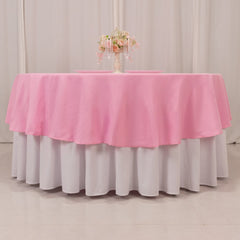 Premium Polyester 90" Round Tablecloth Pink - Stain and Wrinkle-Resistant Design with 220GSM Thickness Table Cover