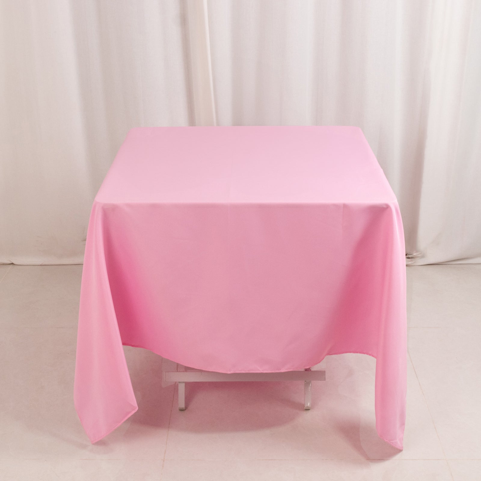 Premium Polyester Square Tablecloth 70"x70" Pink 220GSM Wrinkle-Resistant Table Cover