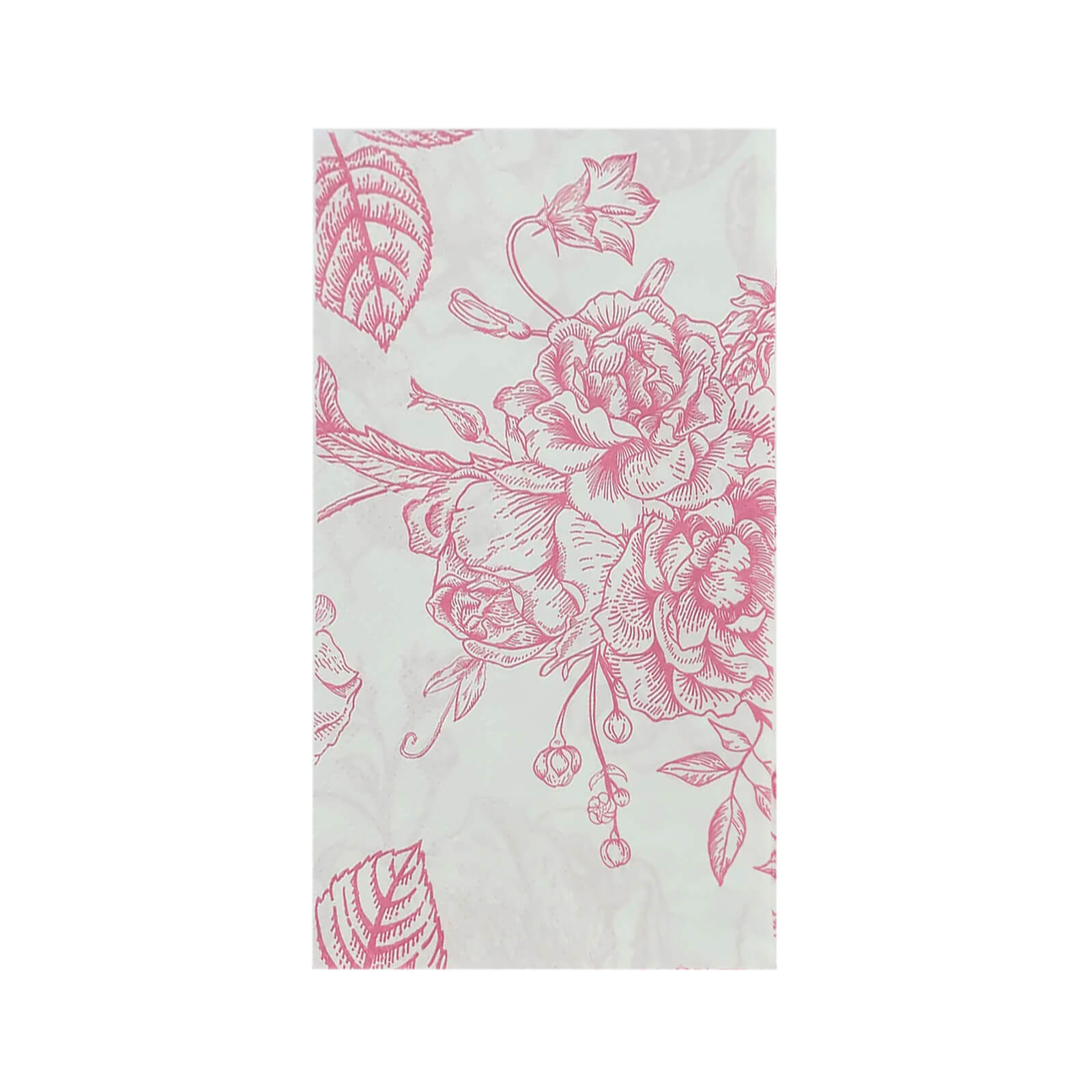 50 Pack 2-Ply Paper Party Napkins in French Toile Floral Pattern, Matte Pink and White Highly Absorbent Soft Disposable Dinner Napkins