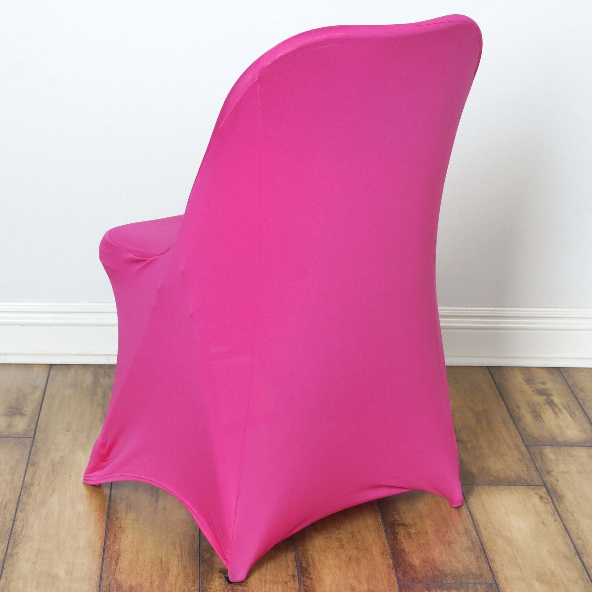 Stretch Spandex Chair Cover Fuchsia for Folding Chairs - Reusable & Wrinkle-Resistant 160GSM Fitted Slipcover