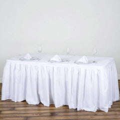 Polyester 17ft Table Skirt White - Classic Pleated Design for Weddings & Events