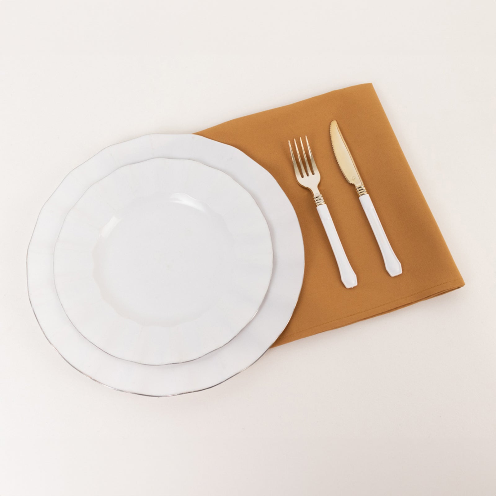 5 Pack Premium Polyester 20"x20" Napkins Gold - Wrinkle-Resistant & Durable Dinner Napkins for Any Occasion