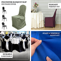 10 Pack Polyester Chair Cover for Banquet Chairs Dusty Sage Green - Stain-Resistant Reusable Slip-On Slipcover
