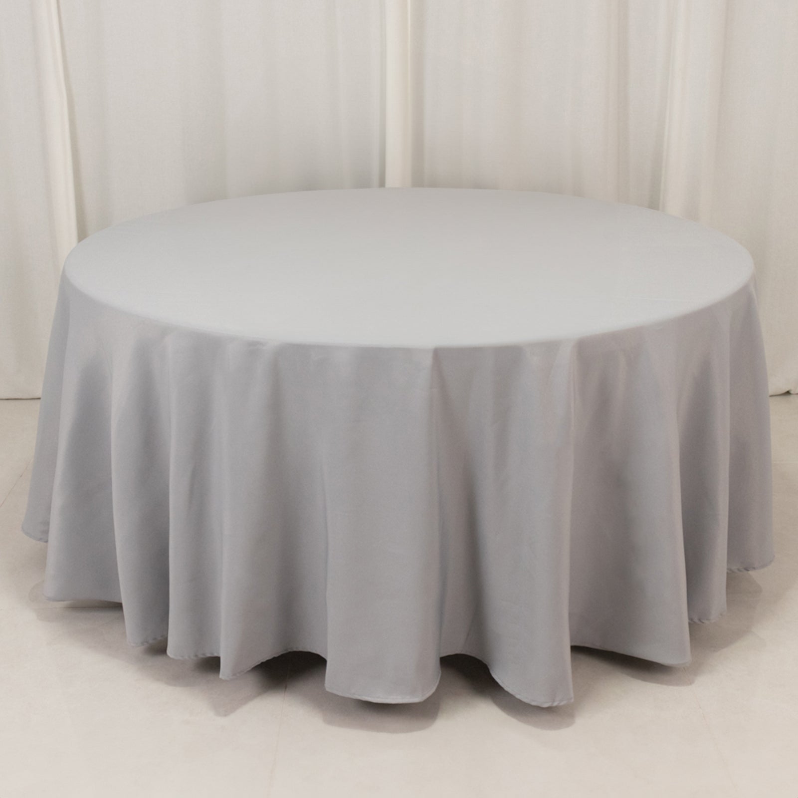 Premium Polyester 108" Round Tablecloth Silver - Wrinkle-Resistant 220GSM Table Cover
